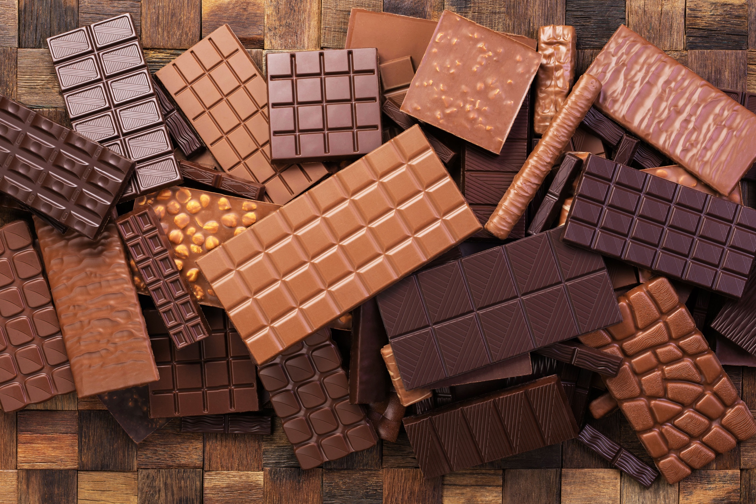 A pile of chocolate bars.